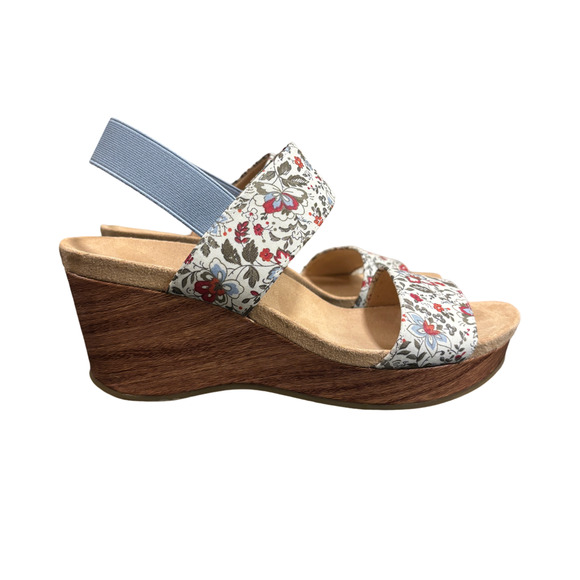 Life Stride Shoes - Life Stride Delta Women's Wedge Sandals ( Blue, White, Red Floral, Size 10 ) NEW